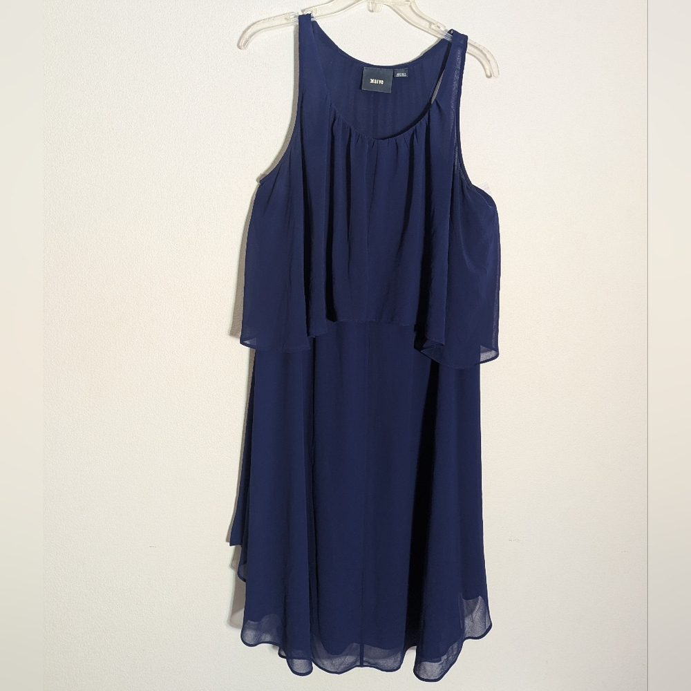 Maeve Women's Dress Navy Blue Tiered Layers Ruffle Romantic Girly‎ Medium